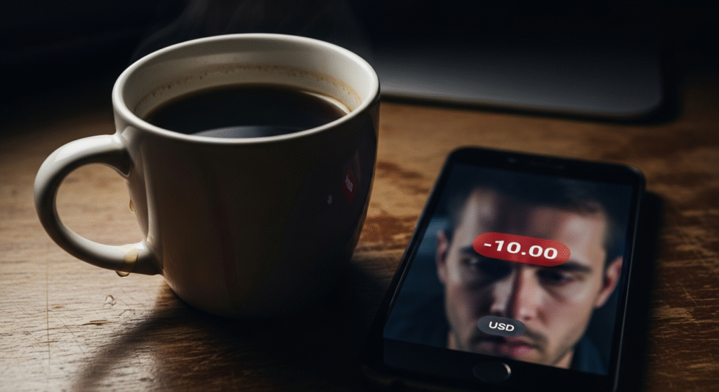 My $50 Mistake: How I Beat the Fear of Starting Investing 3 A smartphone screen showing a small investment loss, representing the emotional cost of a beginner investing mistake.